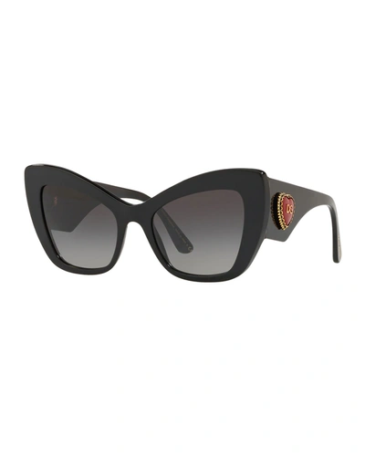 Dolce & Gabbana Acetate Cat-eye Sunglasses With Heart In Grey