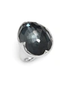 Ippolita Sterling Silver Rock Candy Clear Quartz And Hematite Doublet Prince Ring