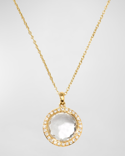 Ippolita 18k Yellow Gold Mini Lollipop Clear Quartz & Diamond Pave Halo Pendant Necklace, 18
