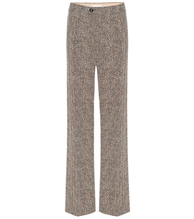 Chloé High-rise Wide-leg Herringbone Pants In Brown
