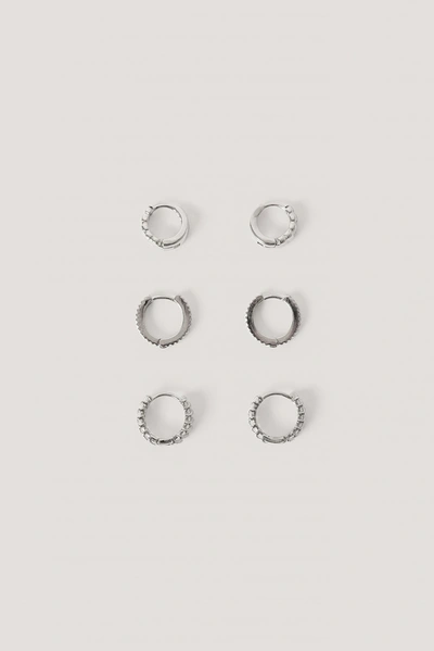 Na-kd 3-pack Structured Tiny Hoops - Silver