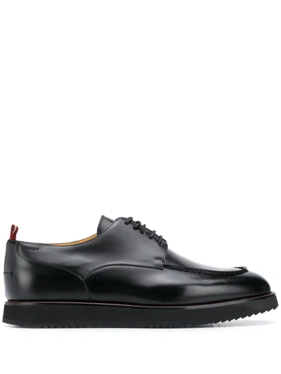 Bally Nelix Leather Derby Shoes In Black