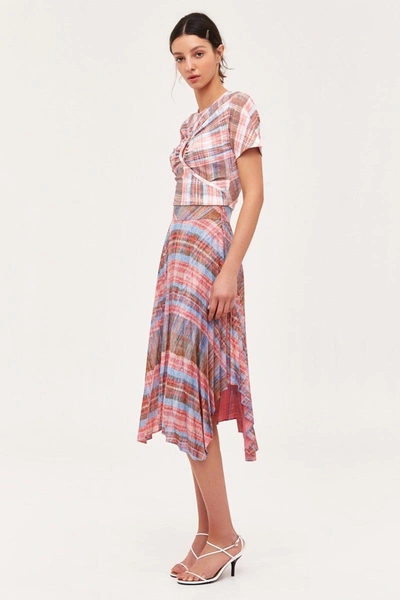 C/meo Collective Different Story Short Sleeve Top In Pink Tartan