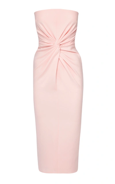 Alex Perry Lindsey Strapless Ruched Midi Dress In Pink