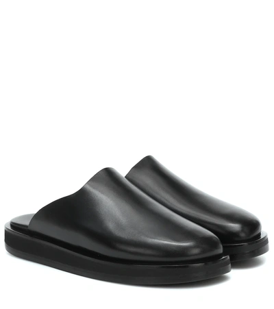 The Row Sabot Leather Mules In Black