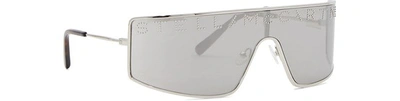Stella Mccartney Strass Sunglasses In 1298 - Shiny Silver Smoke