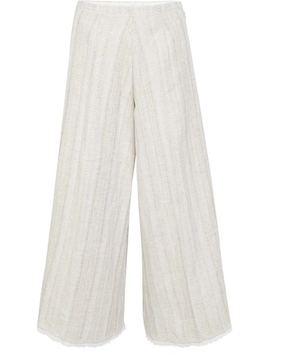 Forte Forte Cotton Linen Herringbone Fringed Pants In Sabbia