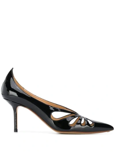 Francesco Russo Cut-out Leather Pumps In Black