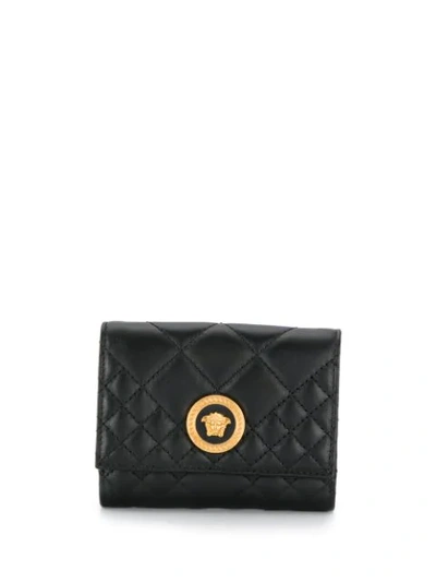 Versace Medusa Quilted Wallet In Black