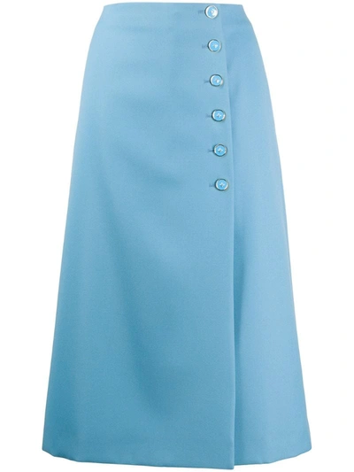 Marc Jacobs Button-detailed Wool Midi Skirt In Blue
