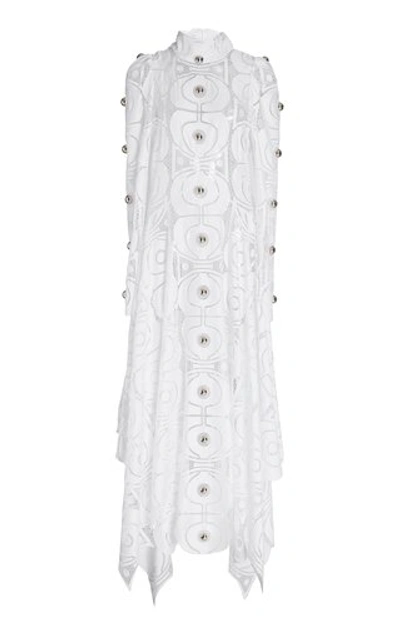 Christopher Kane Molecule Embroidered-satin Maxi Dress  In White