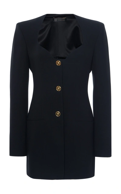 Versace Sweetheart Cady Single-breasted Blazer In Black