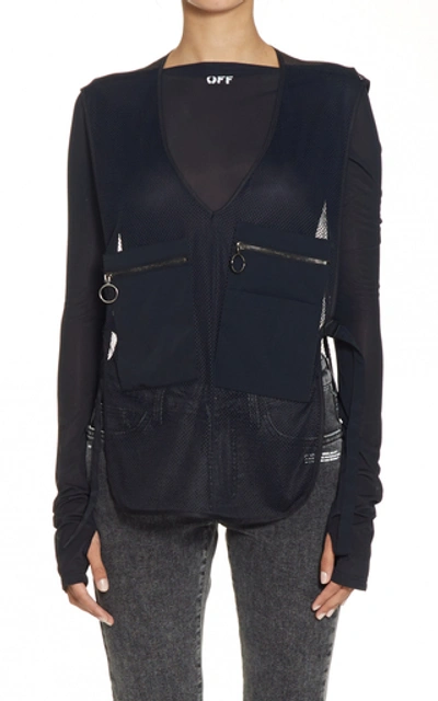 Off-white Oversized Pockets Net Gilet In Black