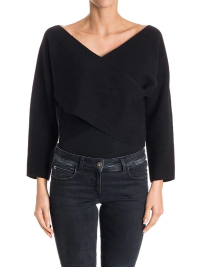 Diane Von Furstenberg Cashmere Wrap Crop Sweater In Black