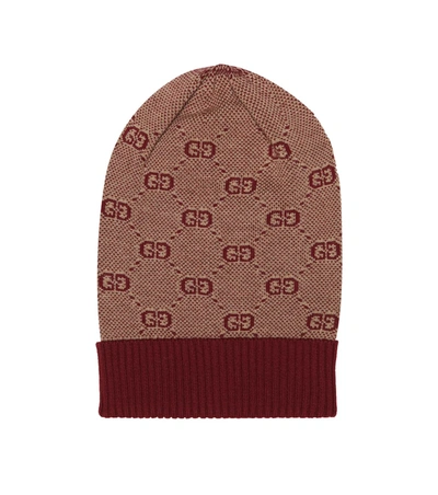 Gucci Kids' Gg Wool And Cotton Beanie In Pink
