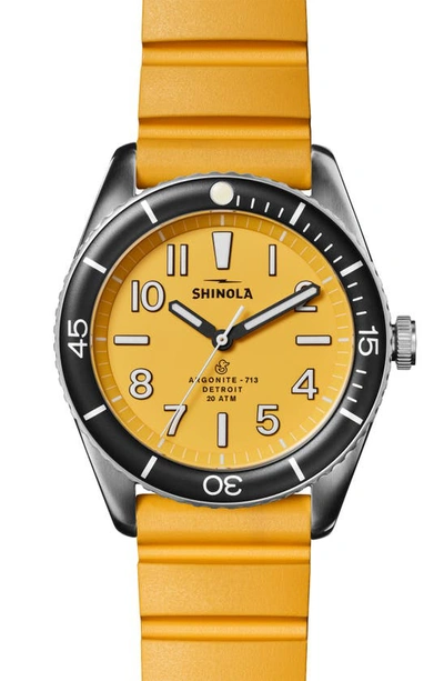 Shinola Men's 42mm The Duck Water-resistant Watch W/ Rubber Strap In Canary