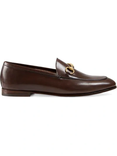 Gucci Jordaan Horsebit-detailed Leather Loafers In Brown