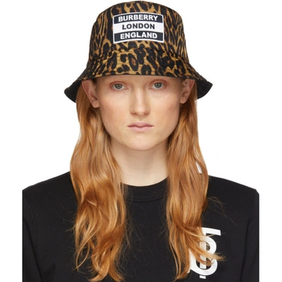 Burberry Men's Leopard-print Logo Bucket Hat In Leopard Print