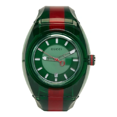 Gucci Sync Transparent Rubber Strap Watch, 46mm In Green