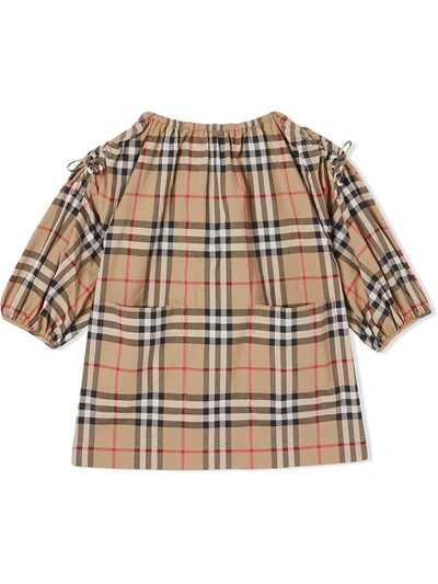 Burberry Baby Check Cotton Smock Dress In Neutrals