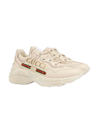 Gucci Kids' White Sneakers With Multicolore Details In Unica
