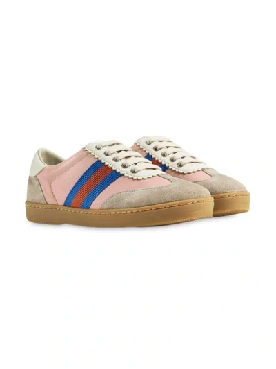 Gucci Leather & Suede Low-top Sneakers, Toddler/kids In Pink