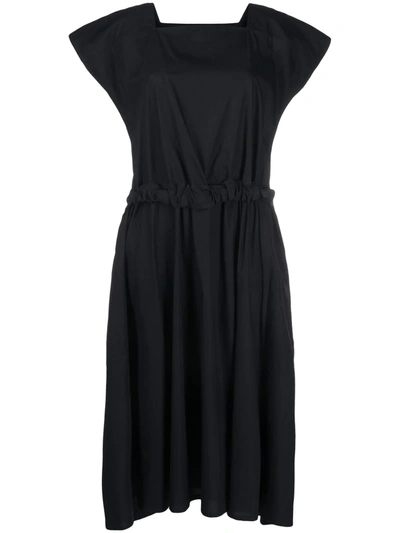 Toogood Drawstring-detail Cotton Midi Dress In Black