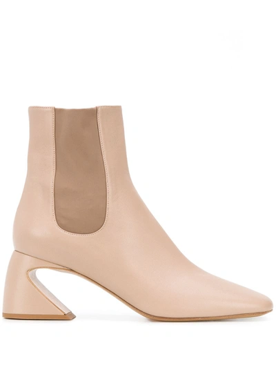 Jil Sander Leather Ankle Boots In Neutrals
