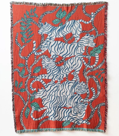 Olivia Wendel Red Tiger Landscape Blanket In Multi