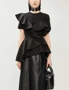 Alexander Mcqueen Ruffle Jersey And Poplin T-shirt In Black