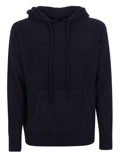 Alanui Hooded Cashmere Blend Sweatshirt In Blue