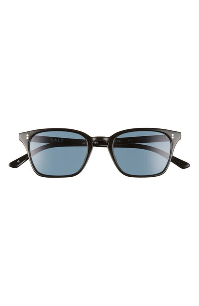 Salt. Fuller 50mm Rectangular Polarized Sunglasses In Black/ Blue