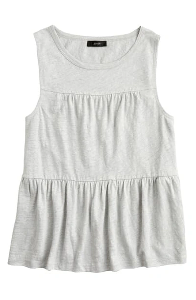 Jcrew Tiered Linen Tank In Fog Grey