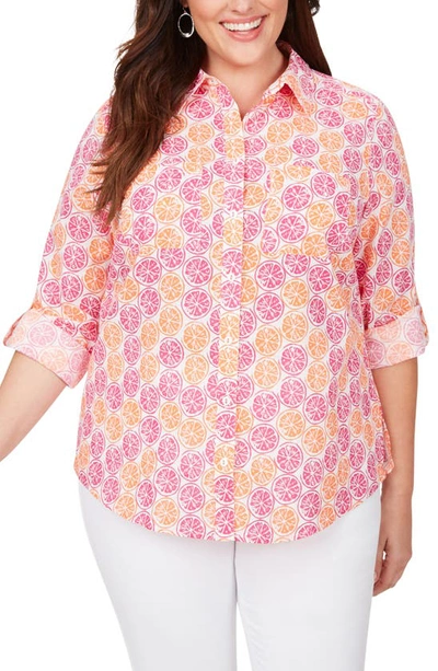 Foxcroft Zoey Cotton Wrinkle-free Citrus Slices Shirt In Multi