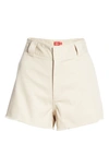 Dickies Frayed Cotton Blend Worker Shorts In Natural