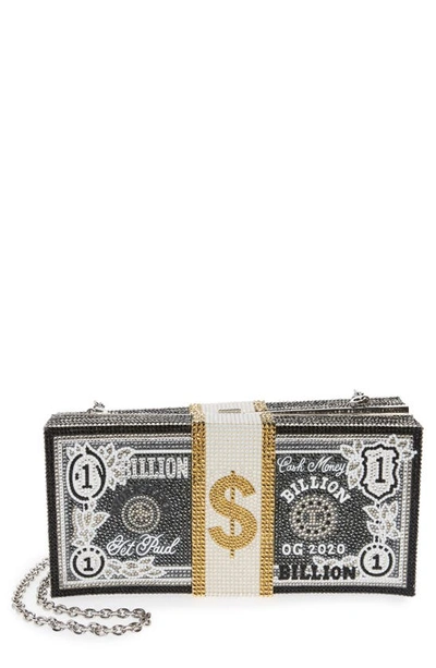 Judith Leiber Stack Of Cash Billion Crystal Embellished Clutch In Silver Jet Multi
