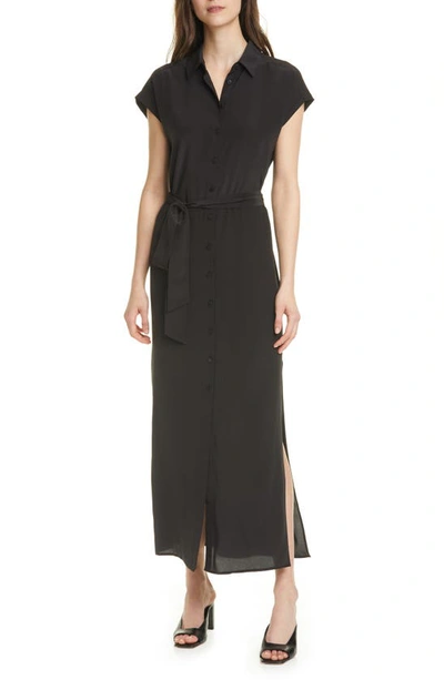 Club Monaco Danielle Silk Maxi Shirtdress In Black