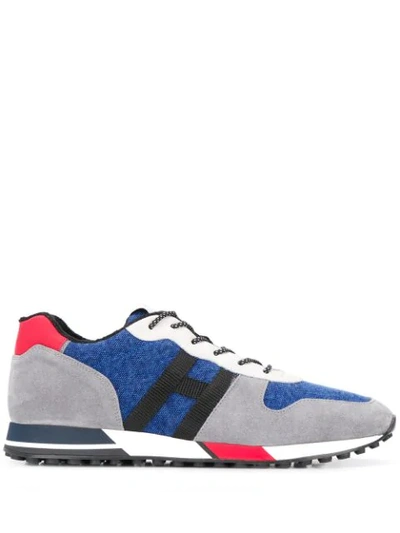 Hogan 383 Retr&ograve; Running Sneakers In Suede And Canvas In Grey