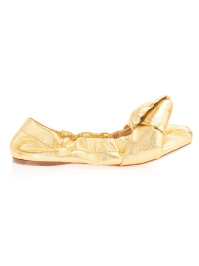 Miu Miu Mordore Golden Nappa Ballet Flats In Oro (gold)