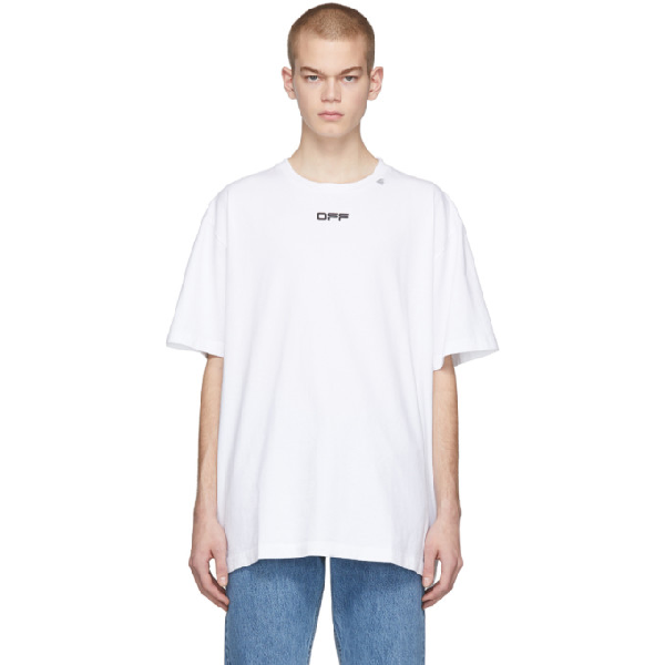 Off-white Wavy Line Logo T-shirt In White Cotton In White Black | ModeSens
