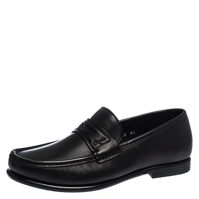 Pre-owned Ferragamo Black Leather Penny Loafers Size 40.5