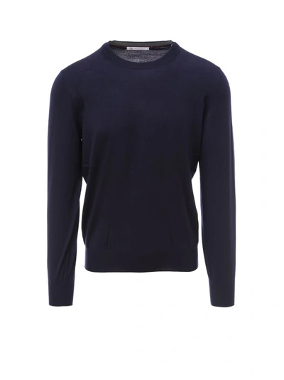 Brunello Cucinelli Mens Blue Cashmere Sweater In Black