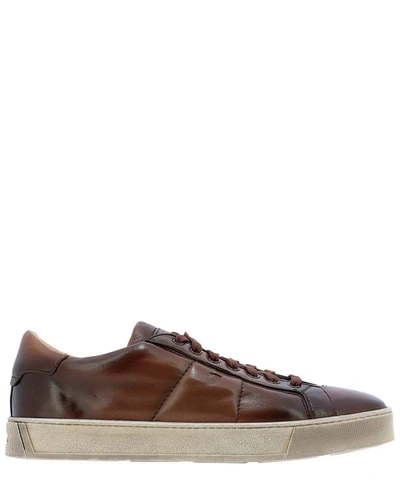 Santoni Men's Brown Leather Sneakers