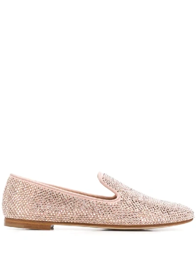 Giuseppe Zanotti Crystal Embellished Loafers In Pink