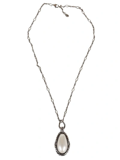 Alexander Mcqueen Glass Charm Necklace In Silver