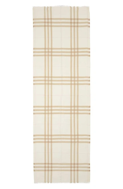 Burberry Lightweight Check Wool And Silk Scarf In White