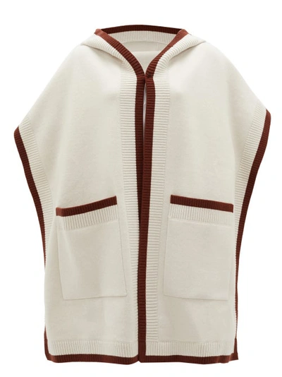 Burberry Claudia Logo-jacquard Wool-blend Hooded Poncho In Canvas