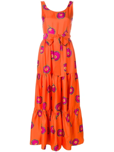 La Doublej Sleeveless Printed Dress In Papaveri Arancio