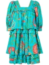 La Doublej Big Mama Dress In Dragon Flower Turchese