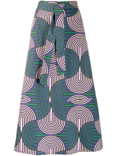 La Doublej X Mantero Printed Midi Skirt In Green